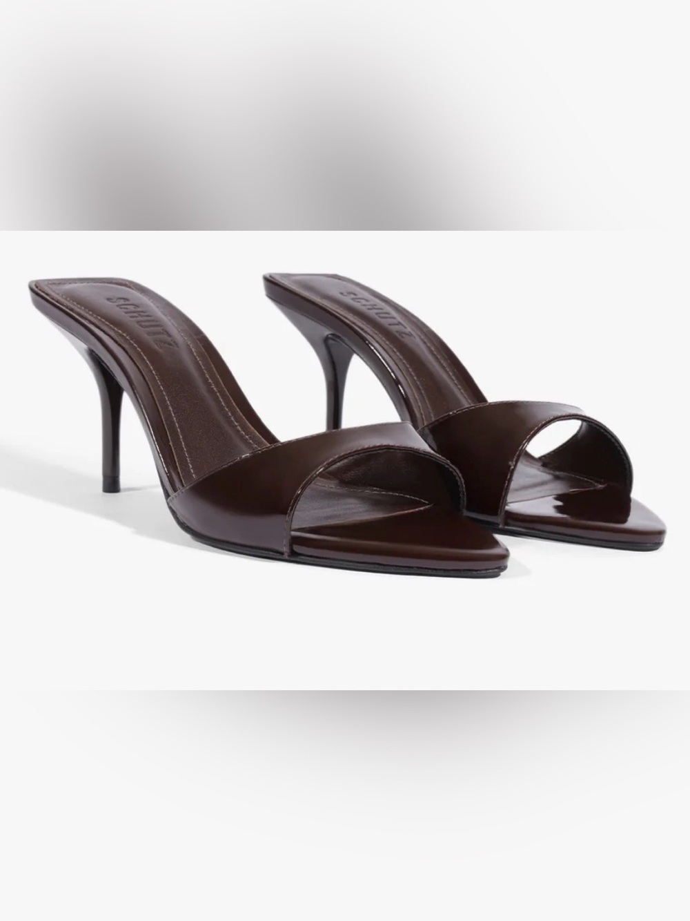 SCHUTZ maplewood Patent Open-Toe Stiletto Mule - Picture 1 of 3